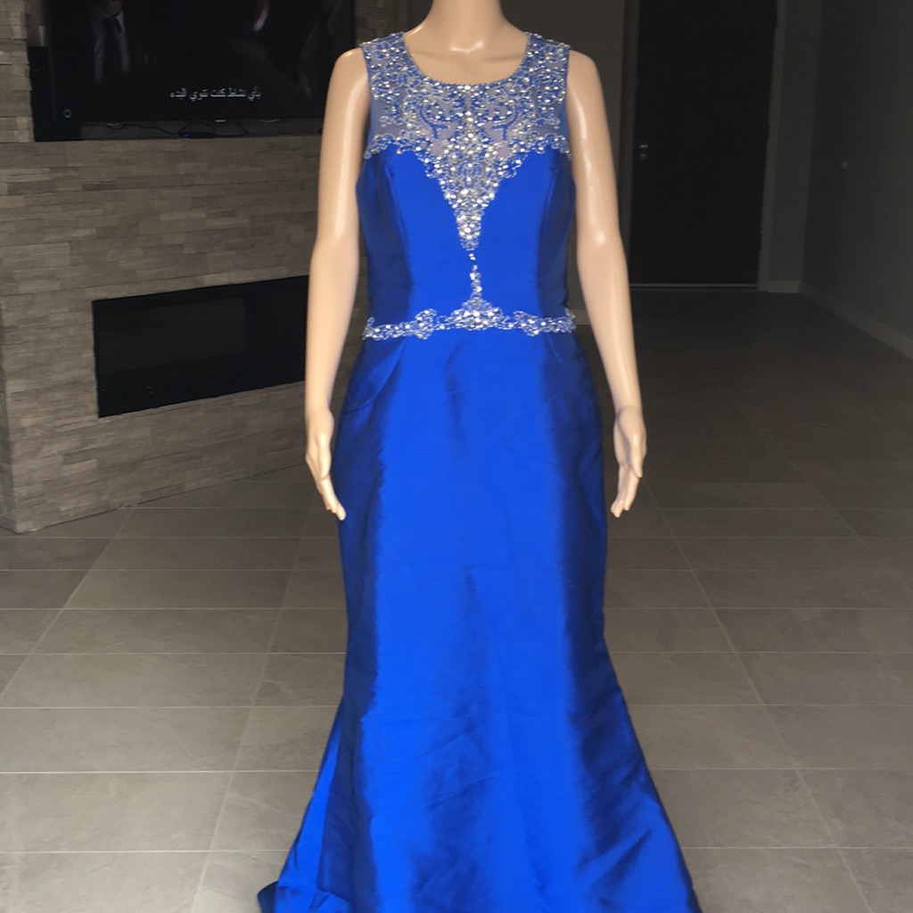 Eleni Elias Royal Blue Gown Sheer Back